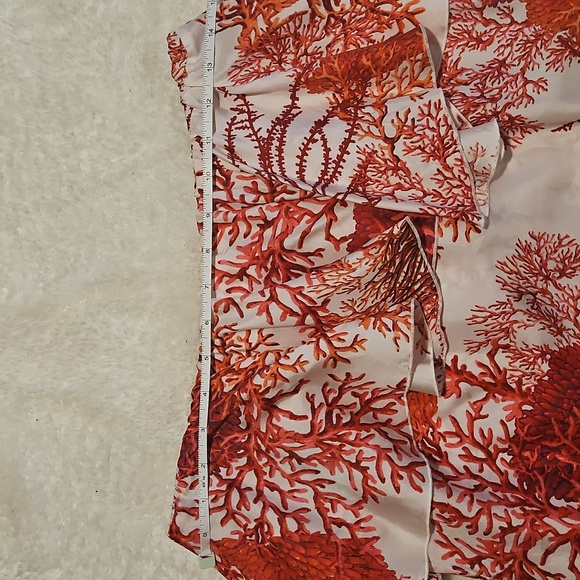 NEW Ruffle Top Size S White Red Silk Resortwear Tropical Beach Strapless Summer - Picture 9 of 11